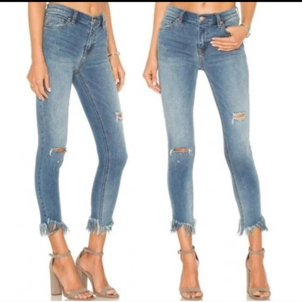 Free People Destroyed Fringe Frayed Hem Skinny Ankle Size 26